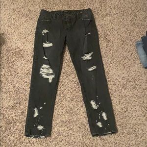 zara trafaluc black denim distressed jeans
